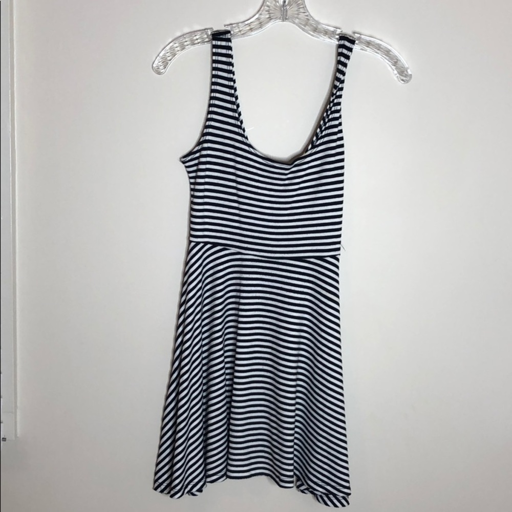 Black and white striped mini dress